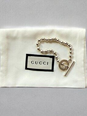 Gucci Sterling Silver 6.25" Ball Chain Toggle Bracelet